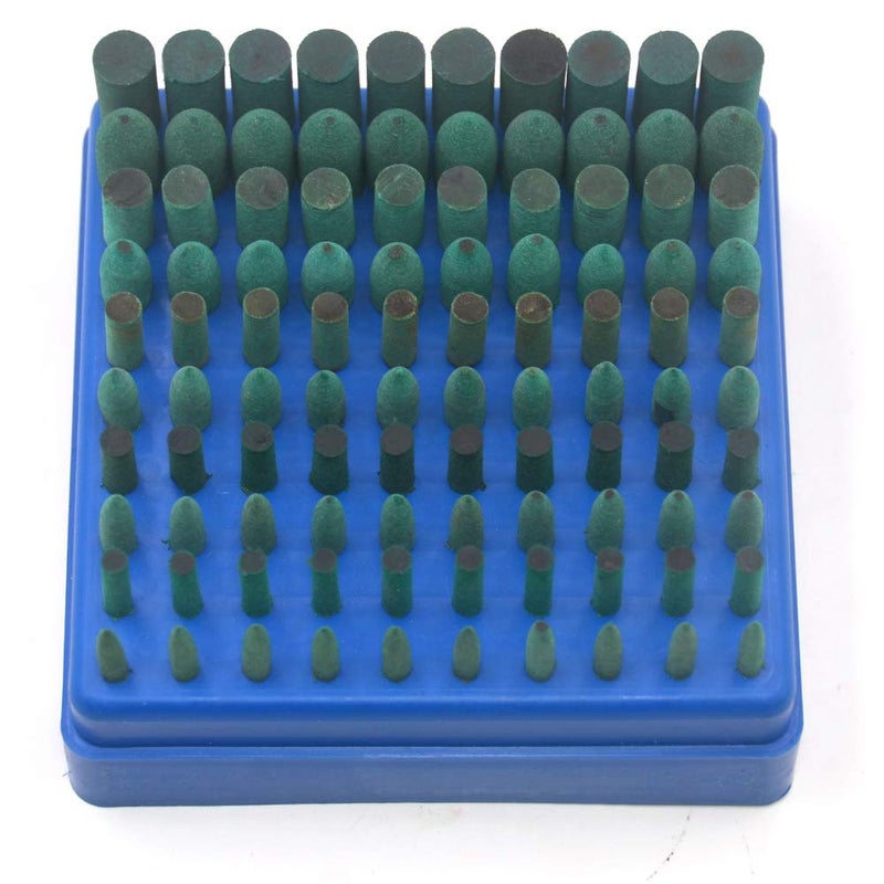 Oudtinz Oudtinx Polishing Accessories 100pcs Rubber Grinding Heads,3mm Shank Assorted Accessory, Mounted Point Wheel Head Kit for Dremel Polish Rotary Tools (Green) - Image 1